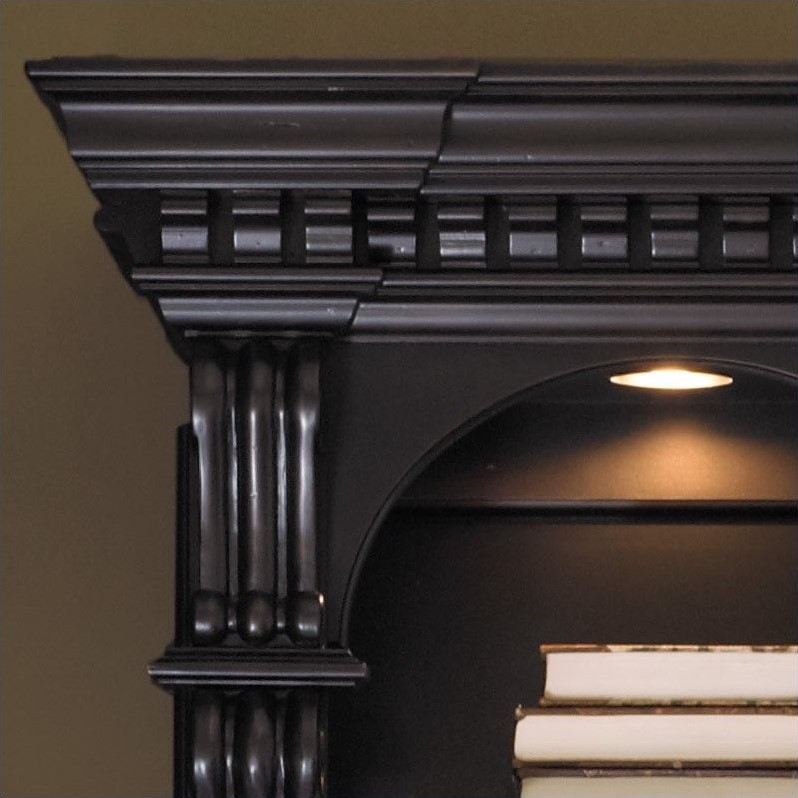 Pemberly Row Mission Wood 12-Shelf Bookcase with Bottom Storage in Black