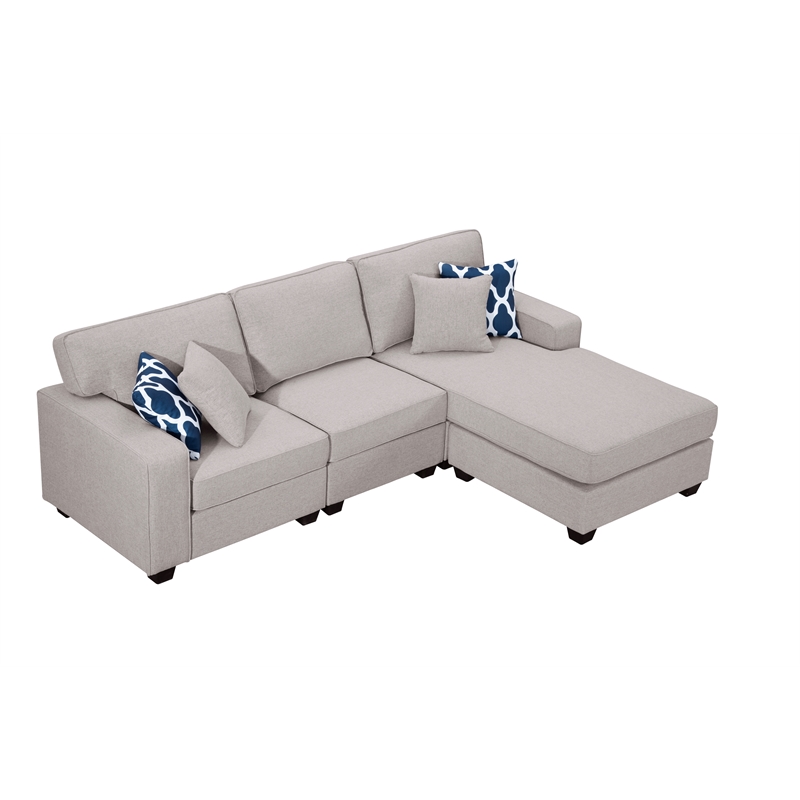 Pemberly Row Fabric Flexible Combination Module Reversible Sectional Sofa - Gray