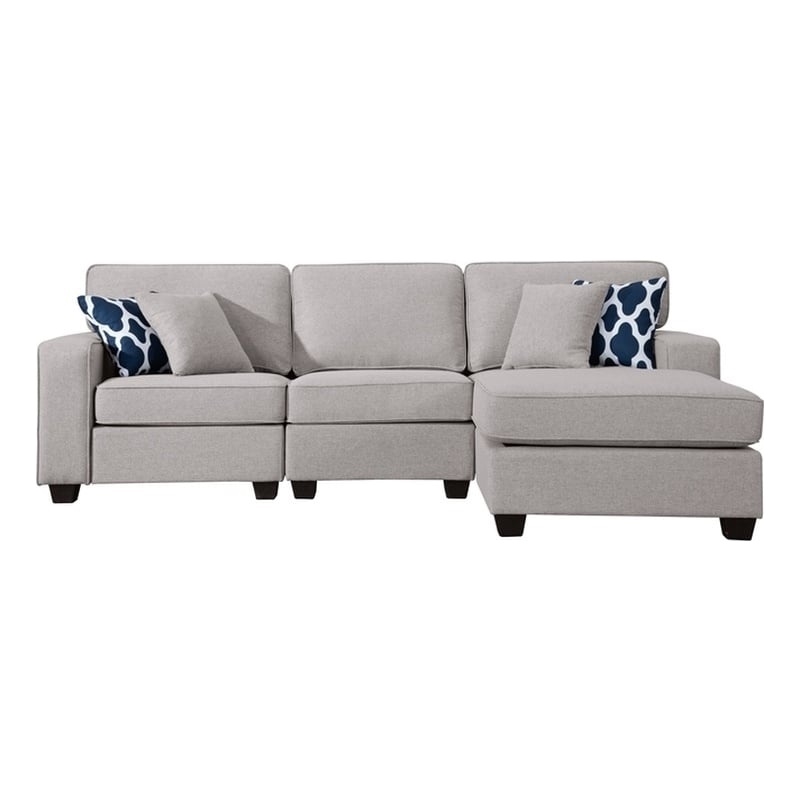 Pemberly Row Fabric Flexible Combination Module Reversible Sectional Sofa - Gray