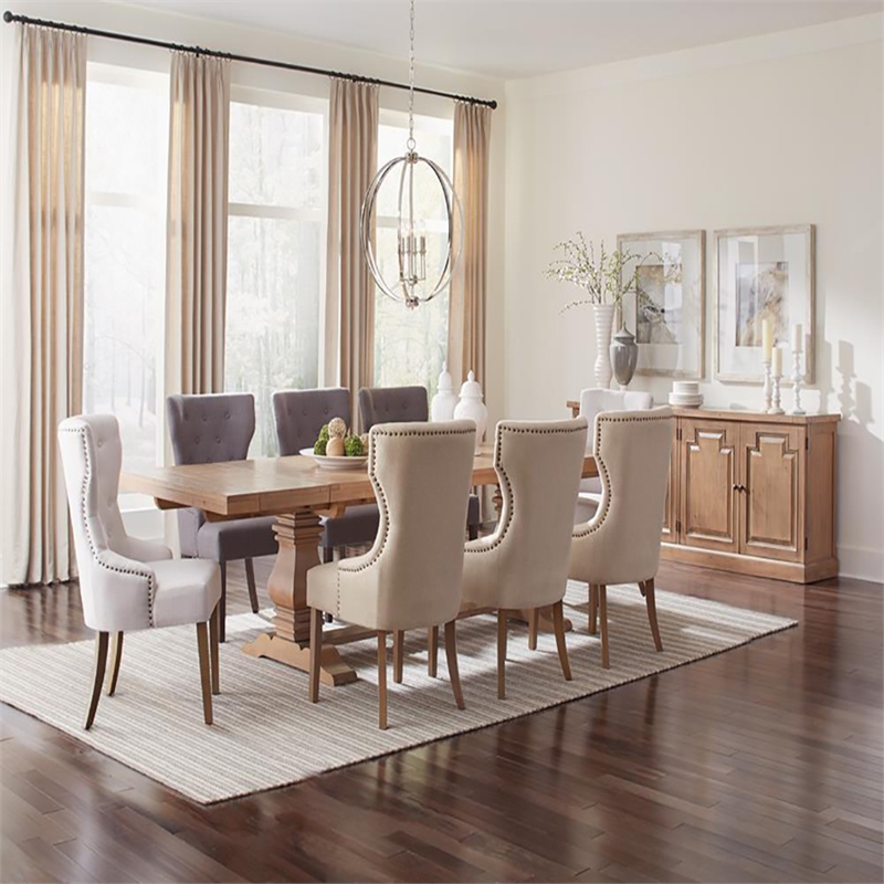 Pemberly Row Extendable Double Pedestal Wood Dining Table in Natural
