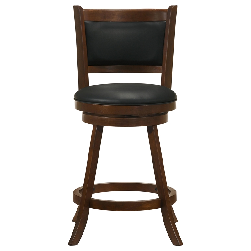 Pemberly Row Upholstered Faux Leather Swivel Counter Height Stools in Black