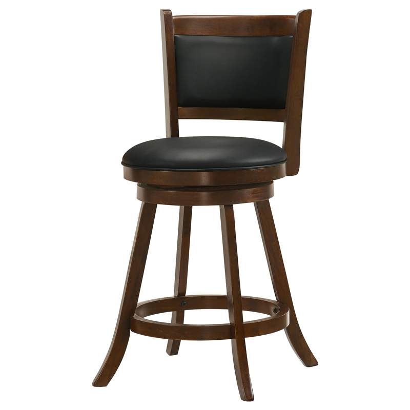 Pemberly Row Upholstered Faux Leather Swivel Counter Height Stools in Black