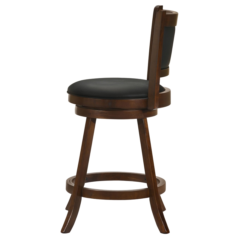 Pemberly Row Upholstered Faux Leather Swivel Counter Height Stools in Black