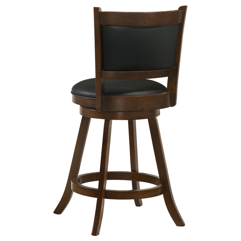 Pemberly Row Upholstered Faux Leather Swivel Counter Height Stools in Black