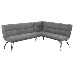 Pemberly Row Fabric Upholstered L-Shaped Nook Dining Bench Gray