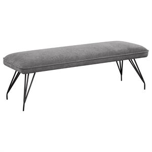 Pemberly Row Mid-Century Fabric Upholstered Dining Bench Gray