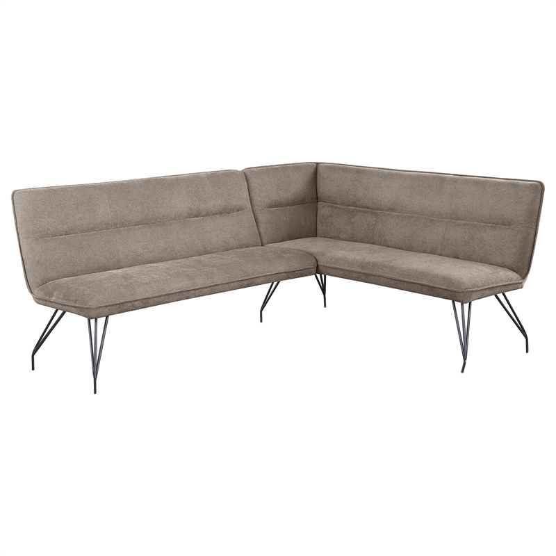 Pemberly Row Fabric Upholstered L-Shaped Nook Dining Bench Taupe