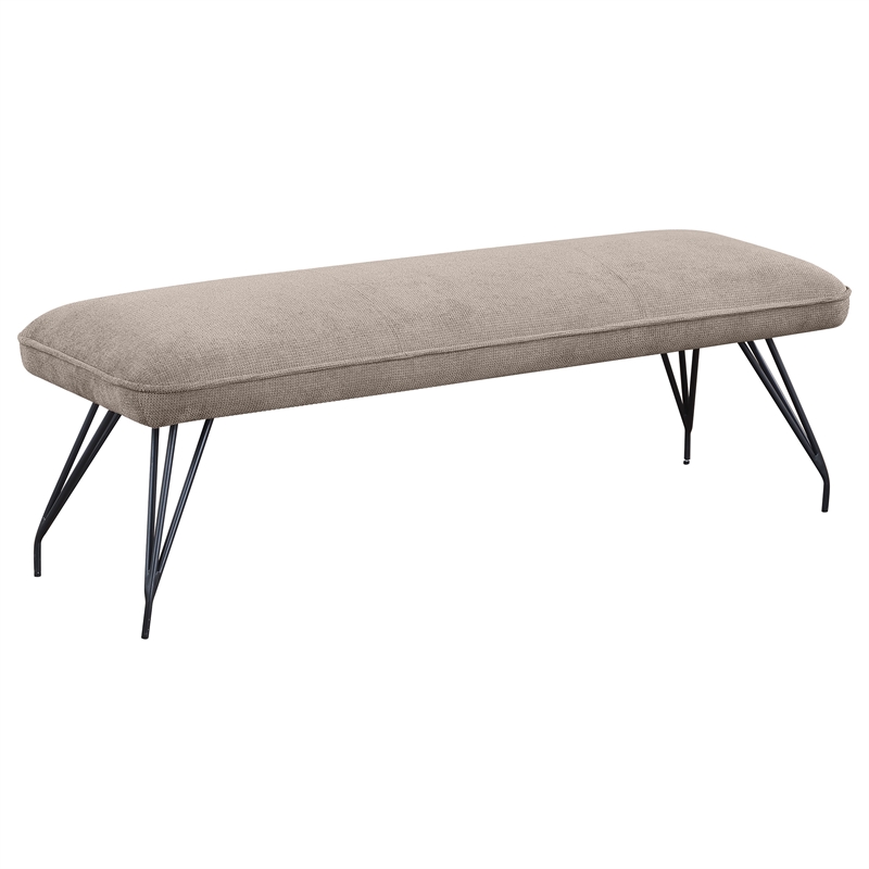 Pemberly Row Mid-Century Fabric Upholstered Dining Bench Taupe