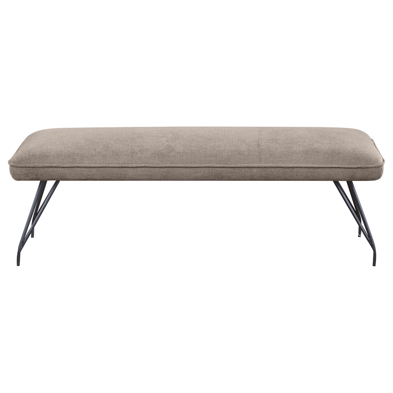 Pemberly Row Mid-Century Fabric Upholstered Dining Bench Taupe