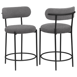 Pemberly Row Contemporary Boucle Fabric Upholstered Counter Chairs Gray