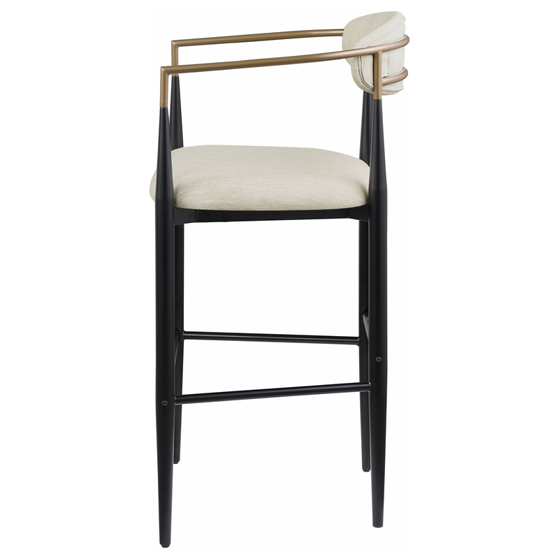 Pemberly Row Contemporary Fabric Upholstered Bar Chairs in Beige