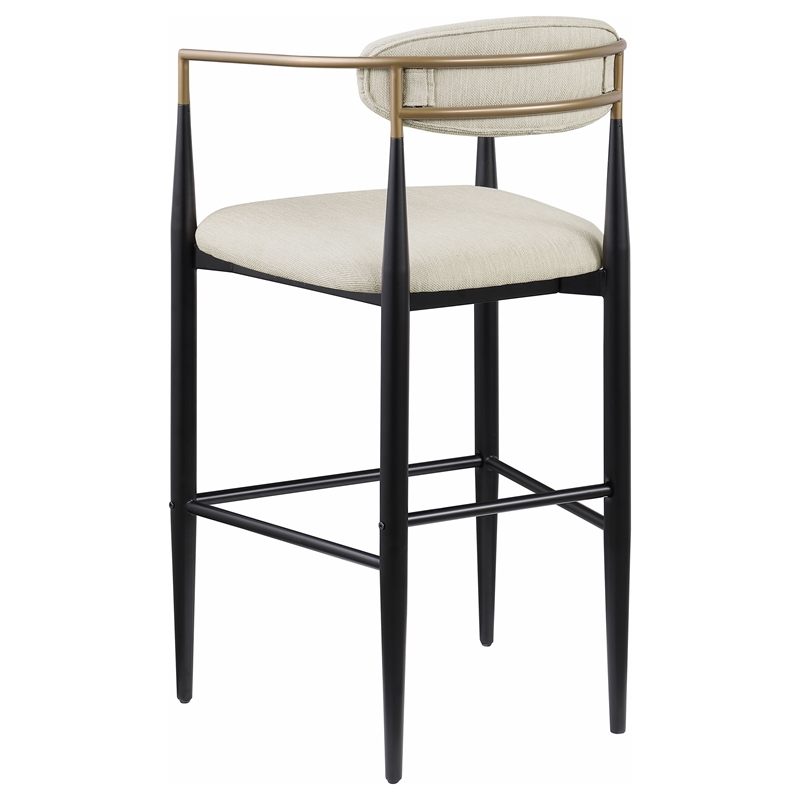 Pemberly Row Contemporary Fabric Upholstered Bar Chairs in Beige