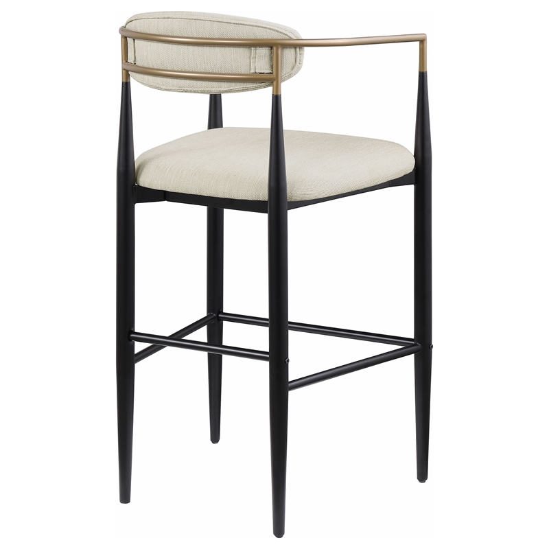 Pemberly Row Contemporary Fabric Upholstered Bar Chairs in Beige