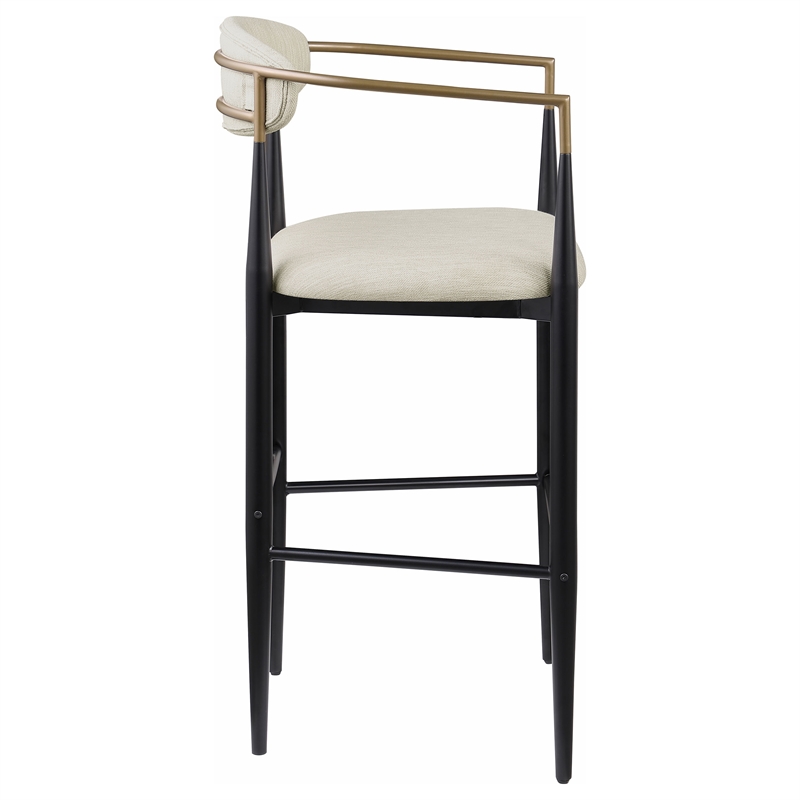 Pemberly Row Contemporary Fabric Upholstered Bar Chairs in Beige