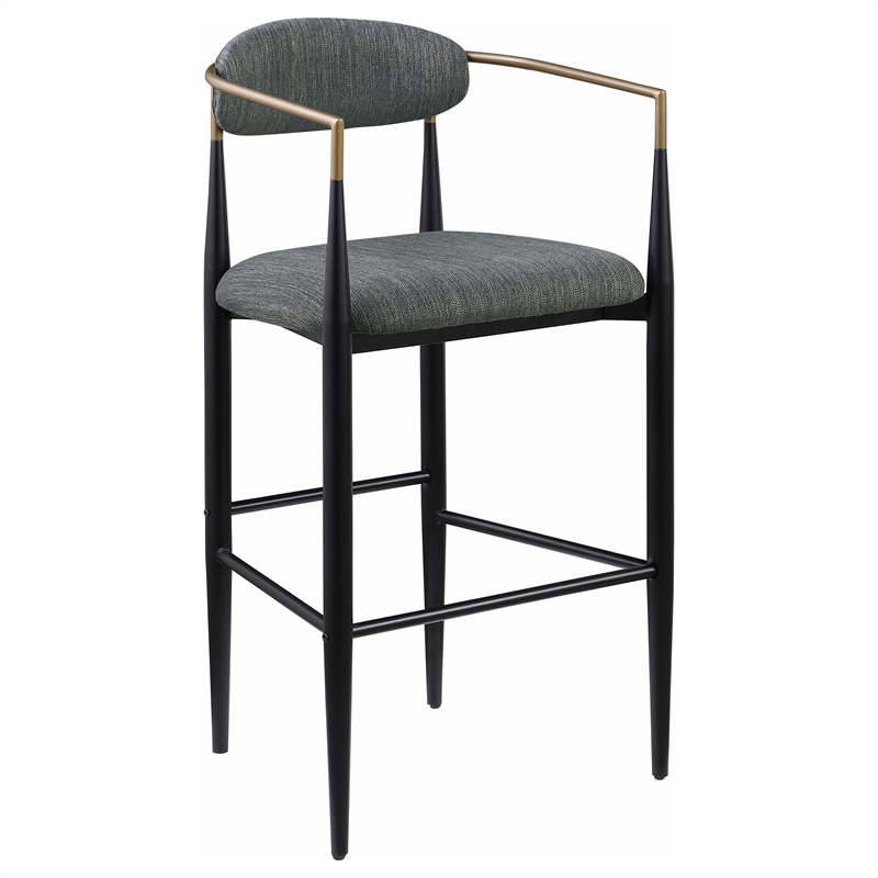 Pemberly Row Contemporary Fabric Upholstered Bar Chairs in Dark Gray