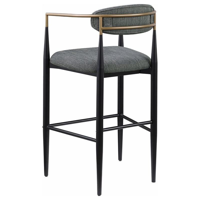 Pemberly Row Contemporary Fabric Upholstered Bar Chairs in Dark Gray