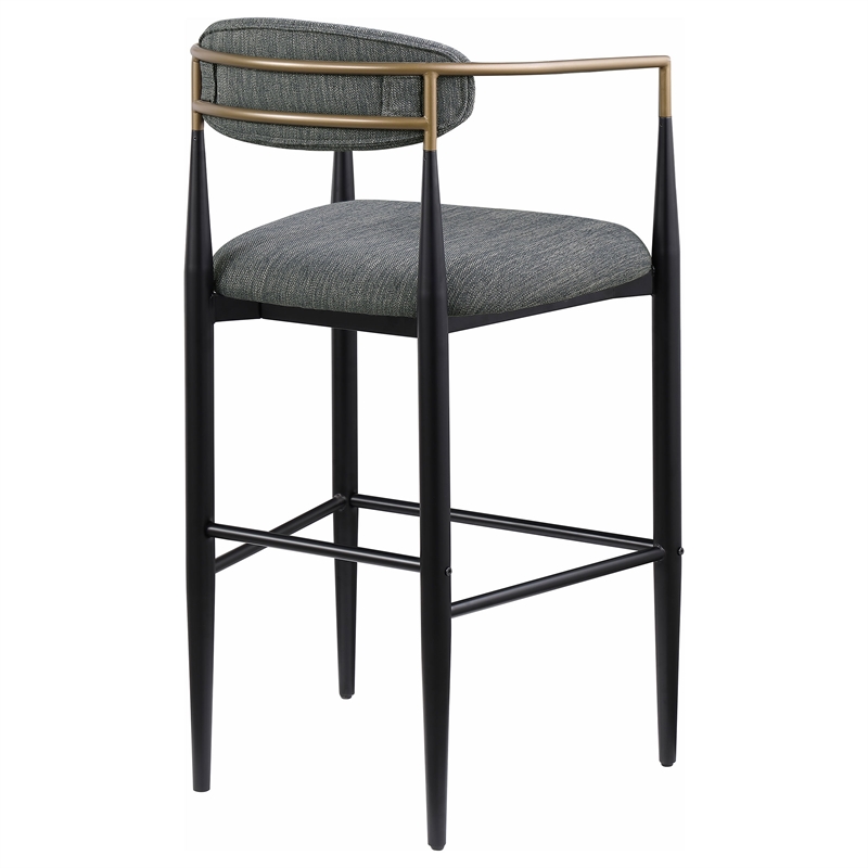 Pemberly Row Contemporary Fabric Upholstered Bar Chairs in Dark Gray