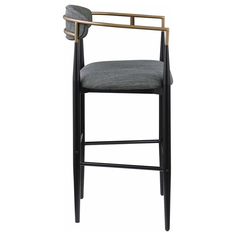 Pemberly Row Contemporary Fabric Upholstered Bar Chairs in Dark Gray