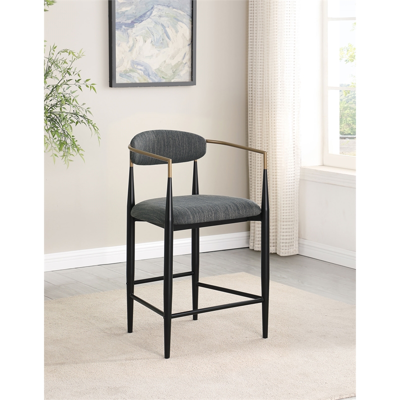 Pemberly Row Contemporary Fabric Upholstered Counter Chairs in Dark Gray