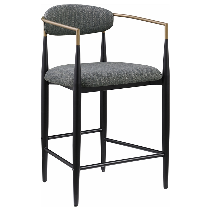 Pemberly Row Contemporary Fabric Upholstered Counter Chairs in Dark Gray
