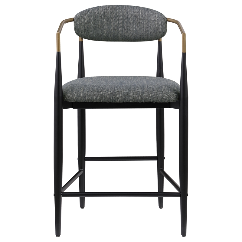 Pemberly Row Contemporary Fabric Upholstered Counter Chairs in Dark Gray