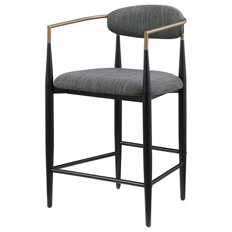 Pemberly Row Contemporary Fabric Upholstered Counter Chairs in Dark Gray