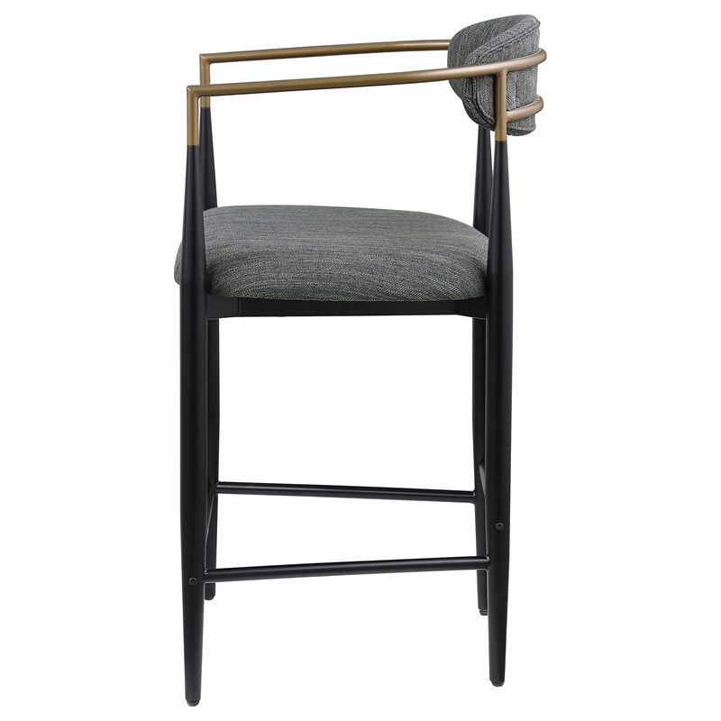 Pemberly Row Contemporary Fabric Upholstered Counter Chairs in Dark Gray