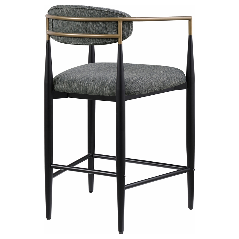 Pemberly Row Contemporary Fabric Upholstered Counter Chairs in Dark Gray