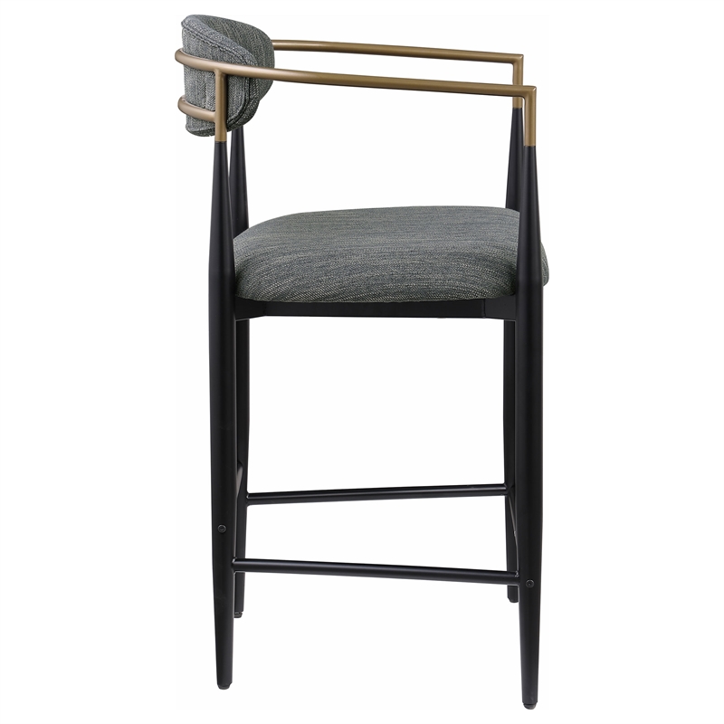 Pemberly Row Contemporary Fabric Upholstered Counter Chairs in Dark Gray