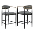 Pemberly Row Contemporary Fabric Upholstered Counter Chairs in Dark Gray