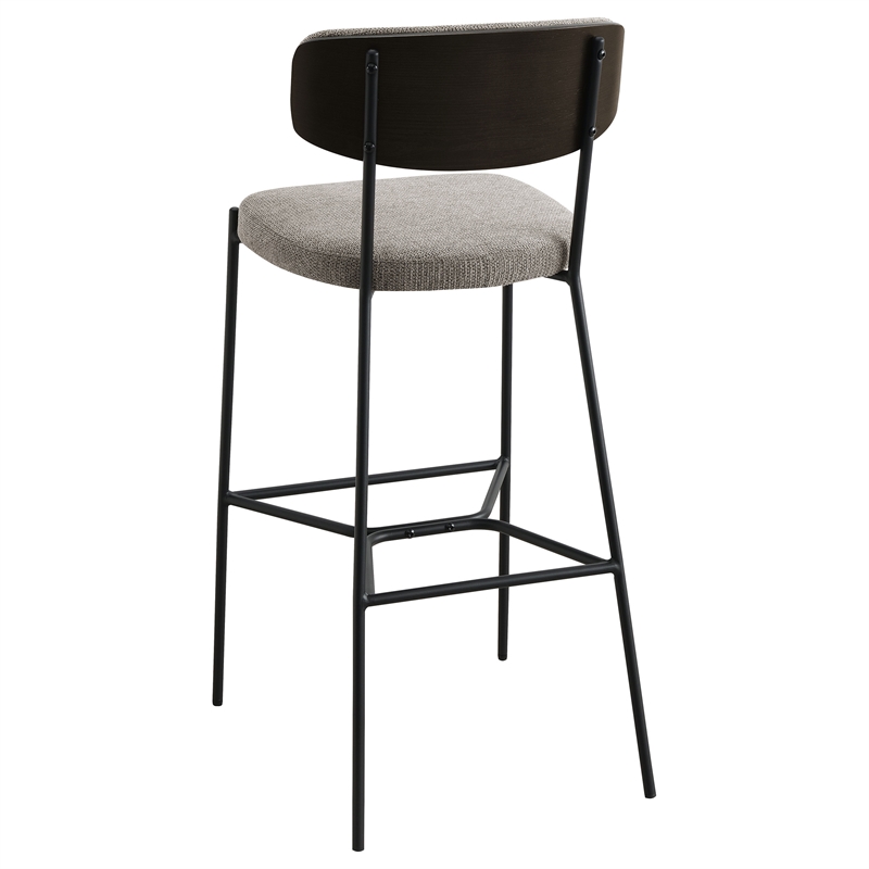 Pemberly Row Mid-Century Fabric Pub Height Bar Stools in Light Brown