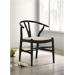 Pemberly Row Mid-Century Wood Wishbone Dining Side Chairs in Black