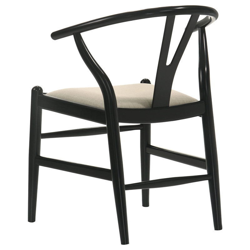 Pemberly Row Mid-Century Wood Wishbone Dining Side Chairs in Black