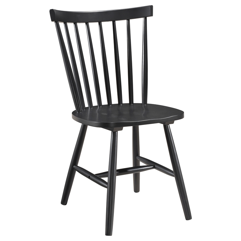 Pemberly Row Farmhouse Windsor Wood Dining Side Chairs in Black