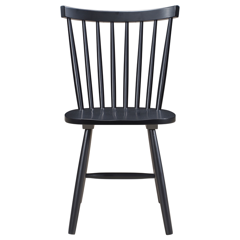 Pemberly Row Farmhouse Windsor Wood Dining Side Chairs in Black