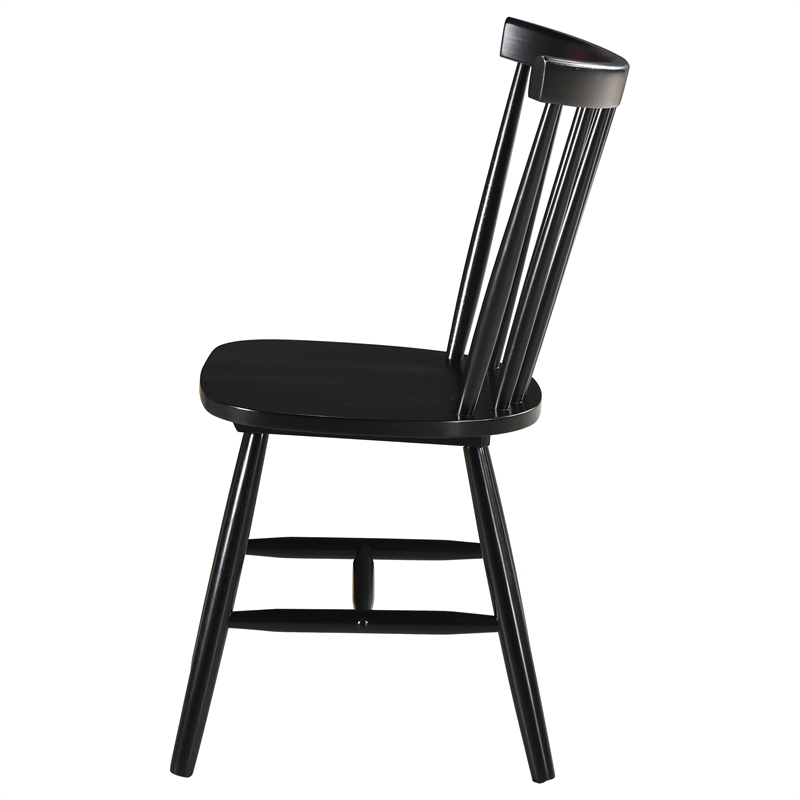 Pemberly Row Farmhouse Windsor Wood Dining Side Chairs in Black