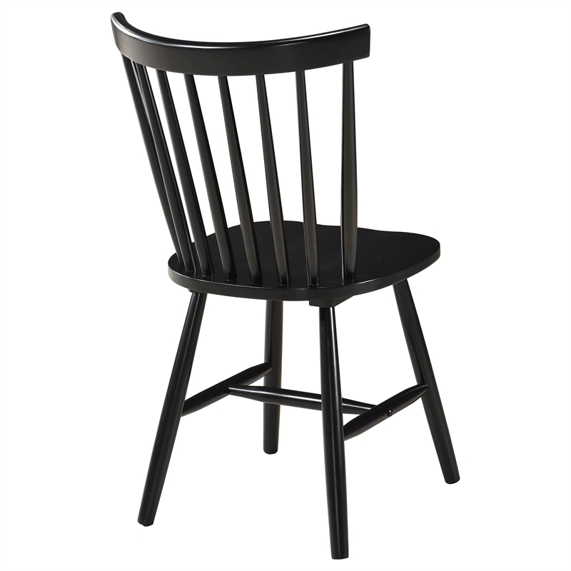 Pemberly Row Farmhouse Windsor Wood Dining Side Chairs in Black