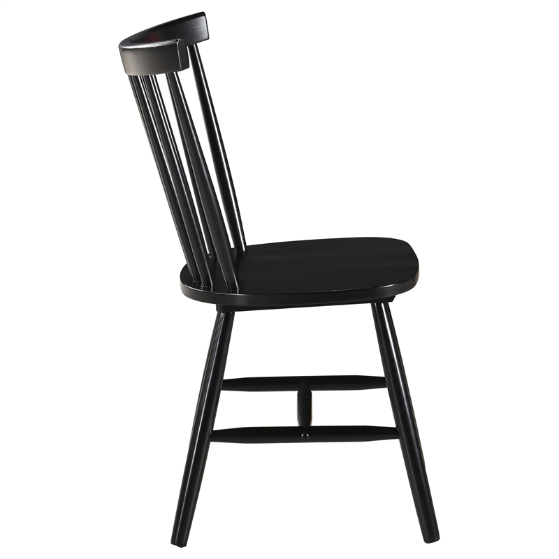 Pemberly Row Farmhouse Windsor Wood Dining Side Chairs in Black