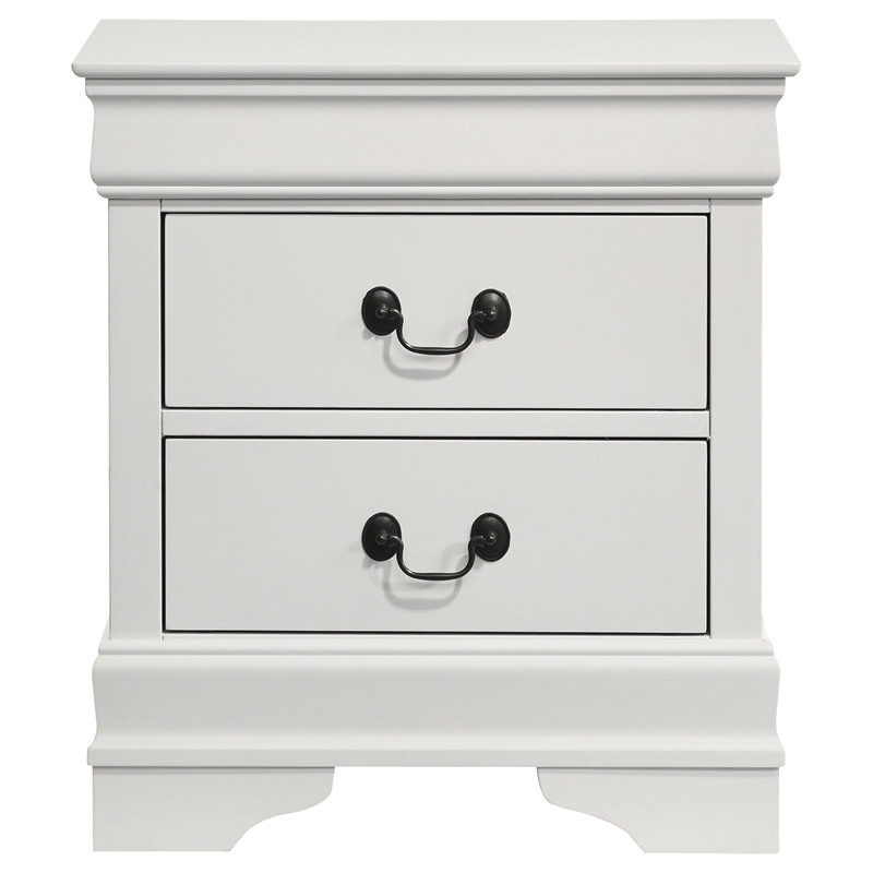 Pemberly Row 2-Drawer Rectangular Traditional Wood Nightstand in White