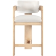 Pemberly Row Contemporary Counter Height Ultra Luxe Cream Velvet Stool