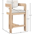 Pemberly Row Contemporary Counter Height Ultra Luxe Cream Velvet Stool