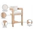 Pemberly Row Contemporary Counter Height Ultra Luxe Cream Velvet Stool