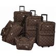 Pemberly Row Traditional Polyester 5-Piece Luggage Set in Chocolate