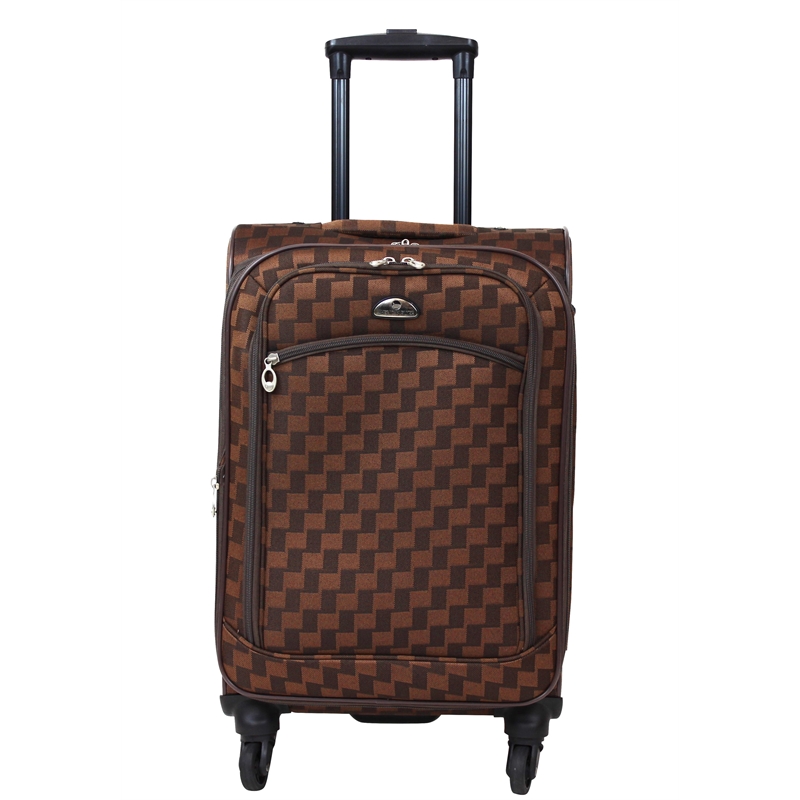 Pemberly Row Traditional Polyester 5-Piece Spinner Luggage Set in Brown