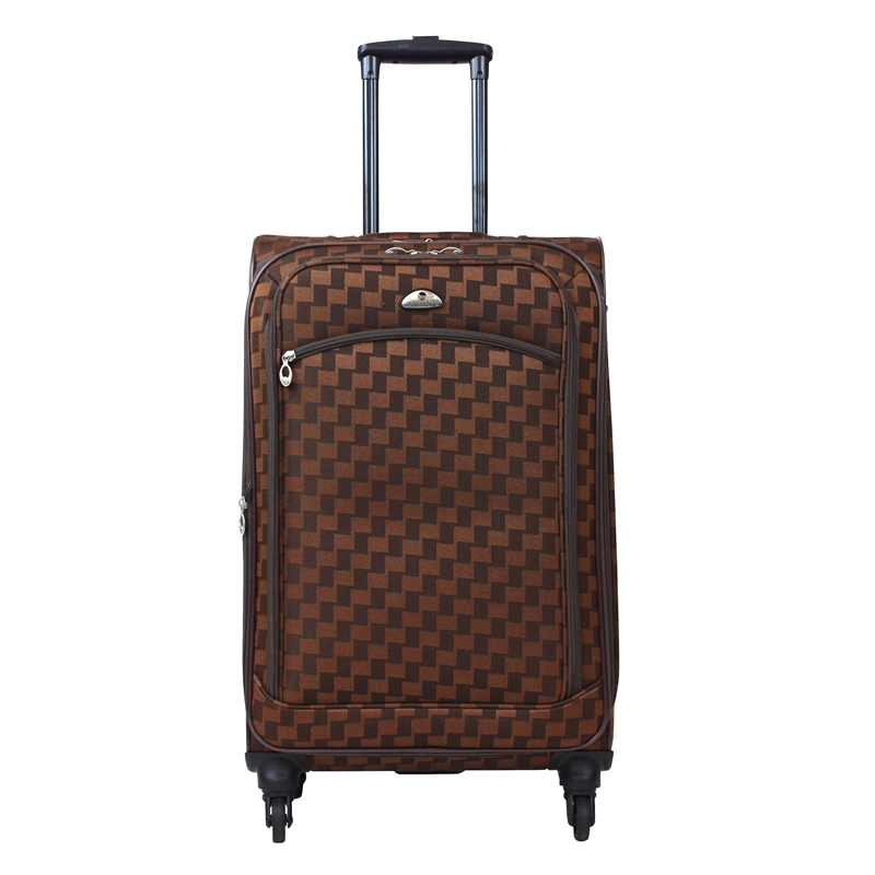 Pemberly Row Traditional Polyester 5-Piece Spinner Luggage Set in Brown