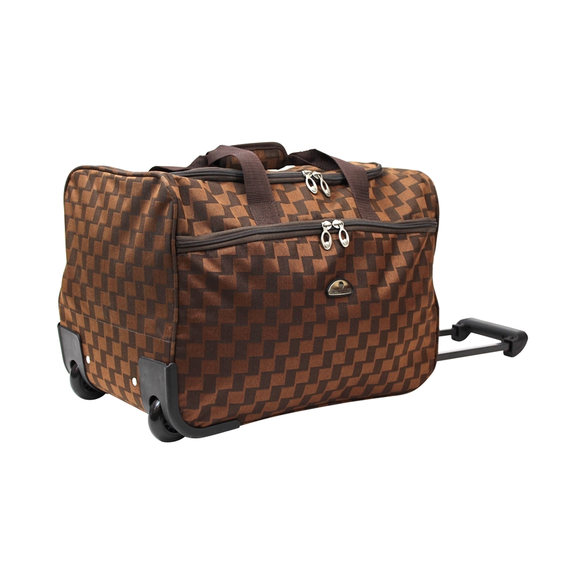 Pemberly Row Traditional Polyester 5-Piece Spinner Luggage Set in Brown