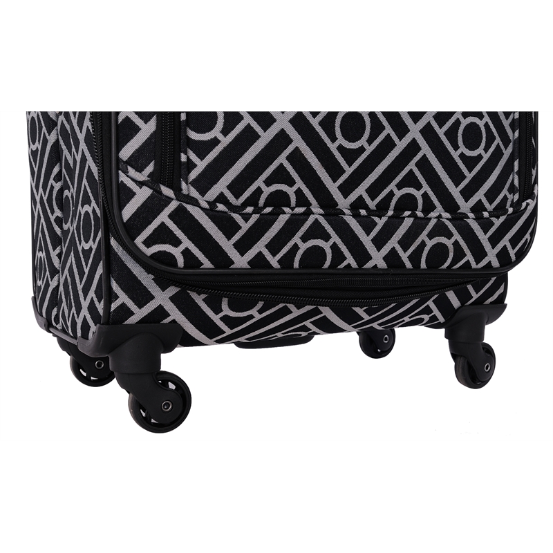 Pemberly Row Traditional Polyester 5-Piece Luggage Set in Black