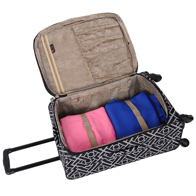 Pemberly Row Traditional Polyester 5-Piece Luggage Set in Black
