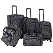 Pemberly Row Traditional Polyester 5-Piece Luggage Set in Black