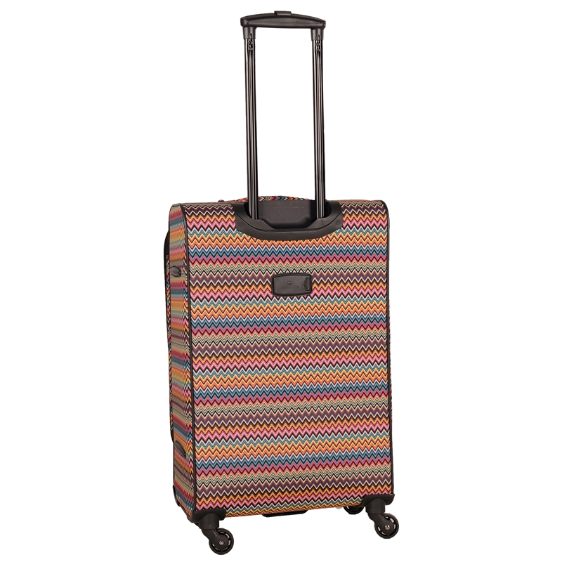 Pemberly Row Traditional Polyester 5-Piece Spinner Luggage Set in Pink